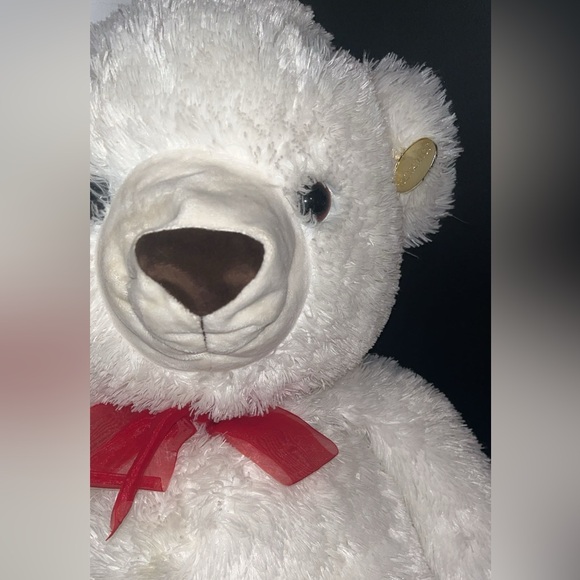 🧸White with Red Bow Plush Giant Teddy 29inch - Picture 4 of 7